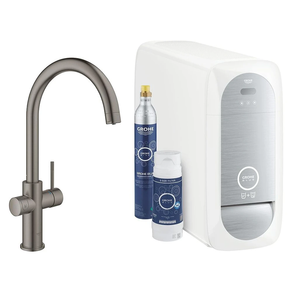 Grohe Blue Home Fırçalı Antrasit C Gaga Başlangıç Seti