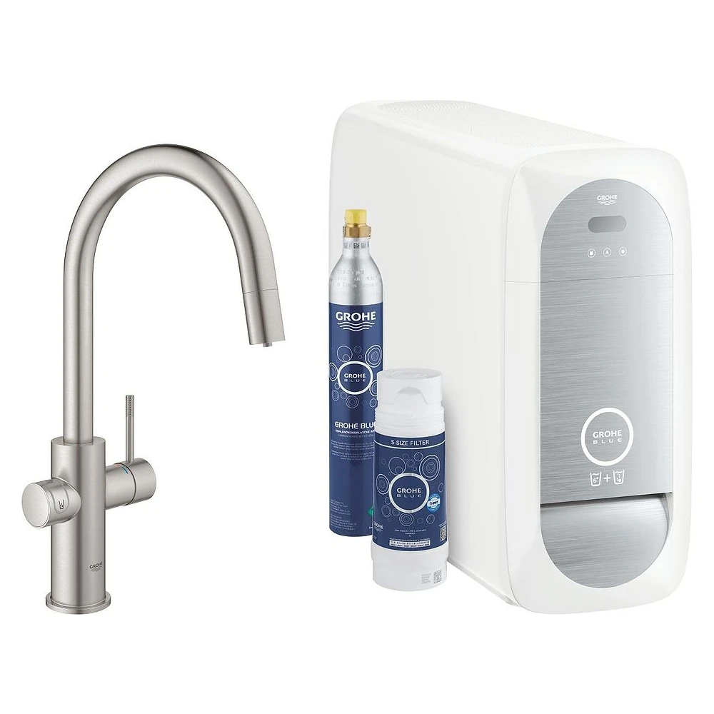 Grohe Blue Home Çelik C Gaga Çekilebilir Başlangıç Seti