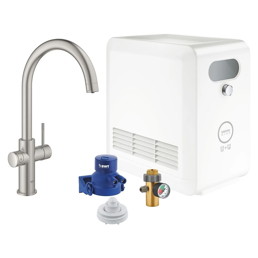 Grohe Blue Pro Çelik C Gaga Başlangıç Seti