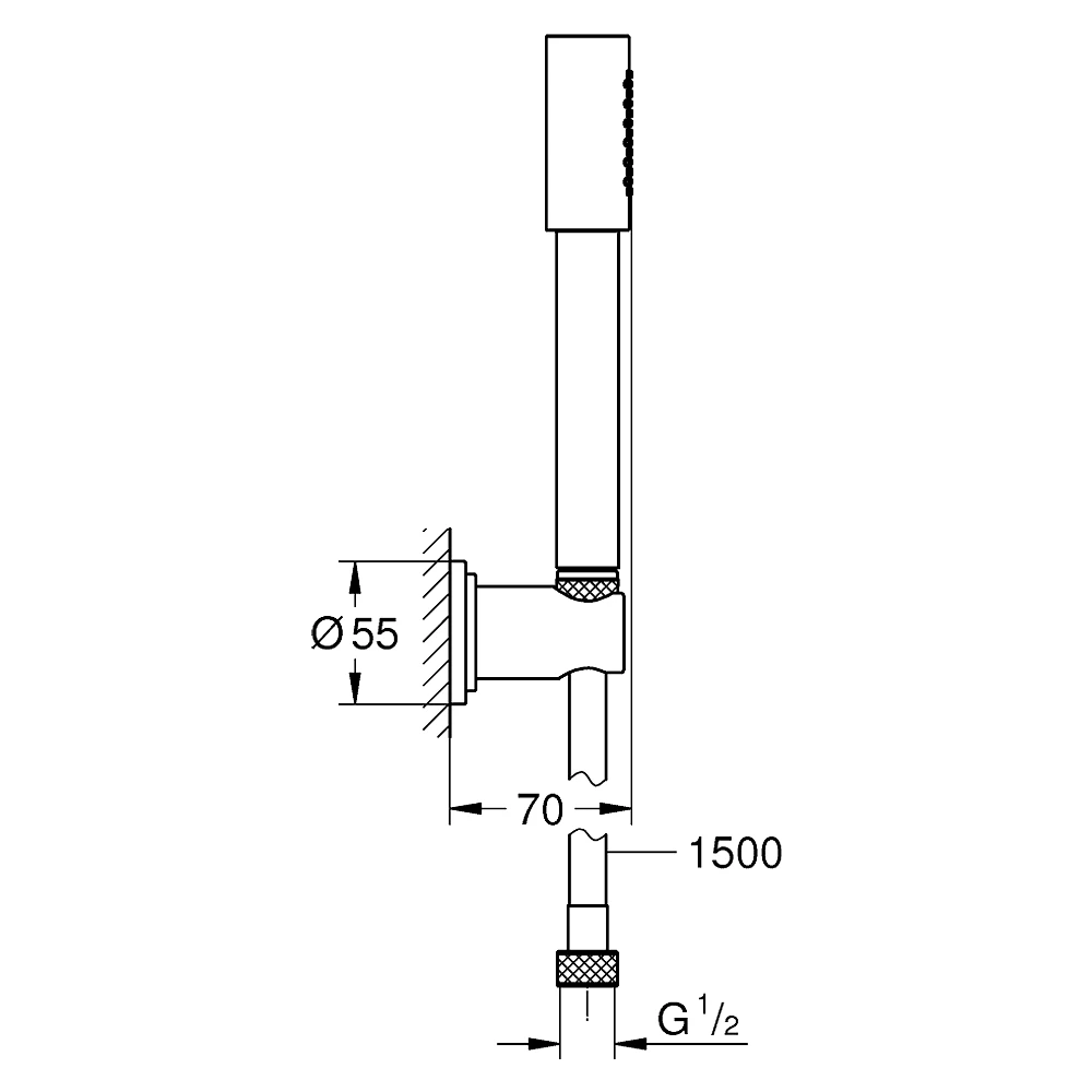 Grohe Rainshower Aqua Krom Stick 150 Cm El Duşu Seti 2
