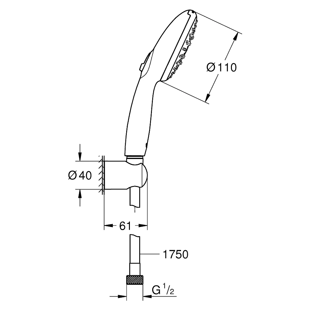 Grohe Tempesta Krom 3 Akışlı 175 Cm Askılı El Duşu Seti 2