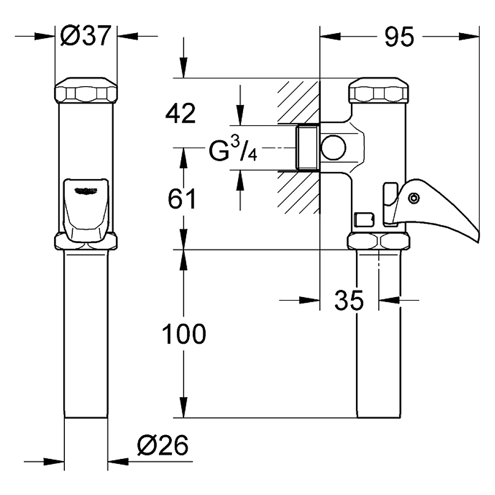 Grohe Rondo DAL Otomatik Klozet Yıkama Valfi 2