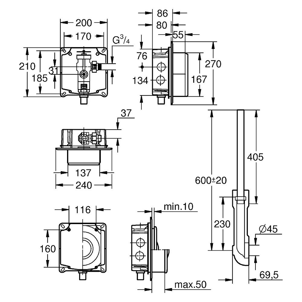 Grohe Rondo Ankastre Klozet Yıkama Valfi 37153000 2