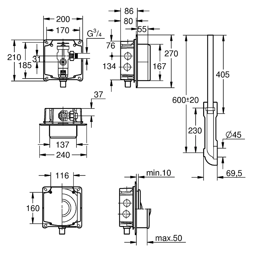 Grohe Rondo Ankastre Klozet Yıkama Valfi 37157000 2