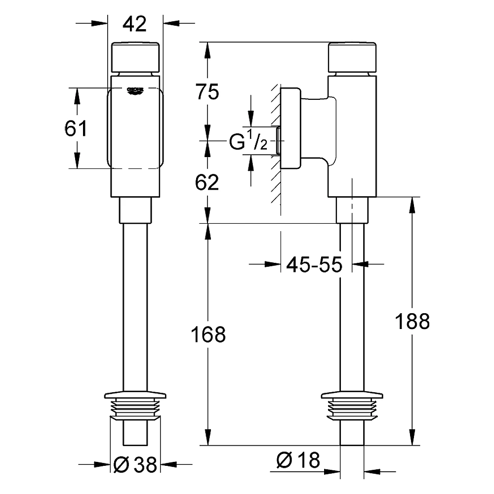 Grohe Rondo Krom Pisuar Yıkama Valfi 37339000 2