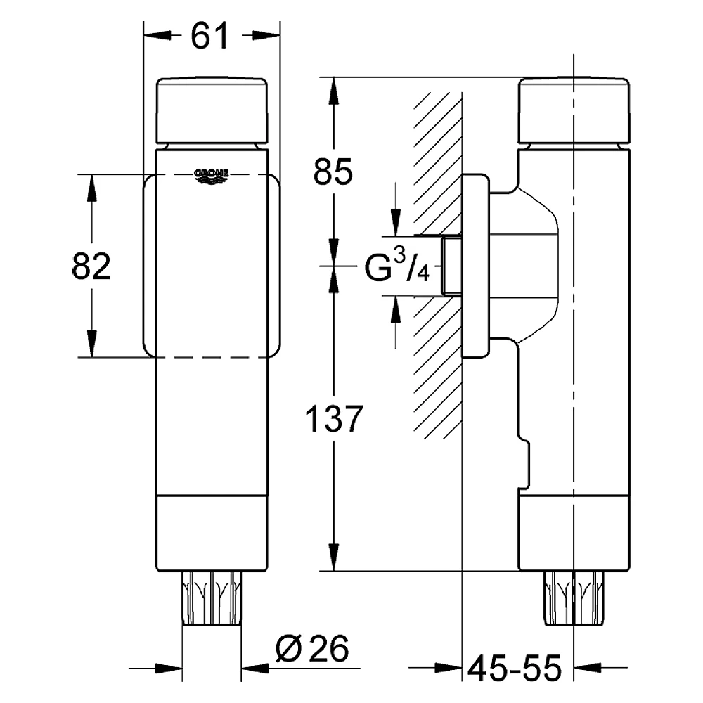 Grohe Rondo A.S. Krom Klozet Yıkama Valfi 37347000 2