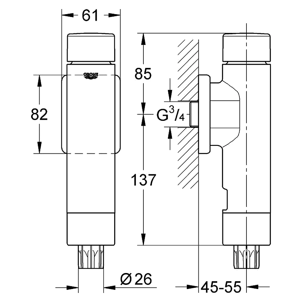 Grohe Rondo A.S. Krom Klozet Yıkama Valfi 37349000 2