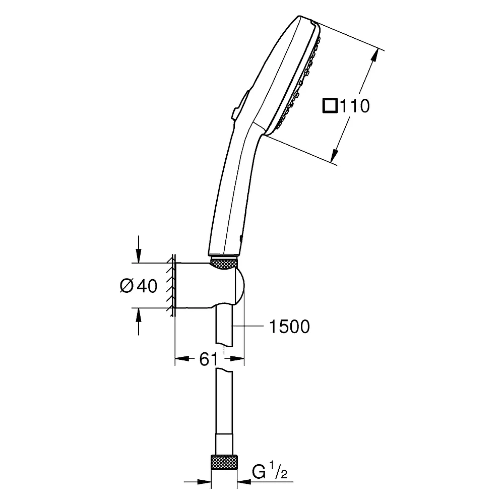 Grohe Tempesta Cube Siyah 3 Akışlı 150 Cm El Duşu Seti 2