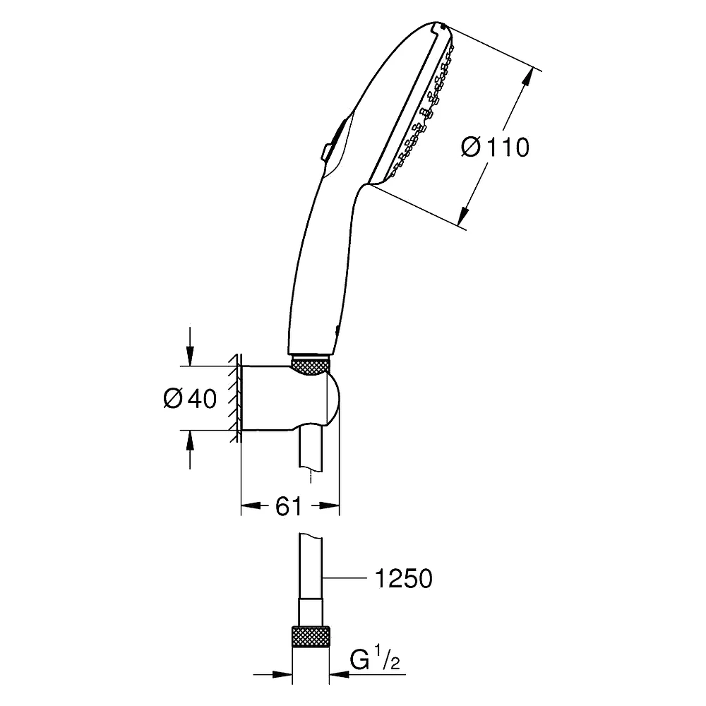 Grohe Tempesta Krom 2 Akışlı Tasarruflu 125 Cm El Duşu Seti 2