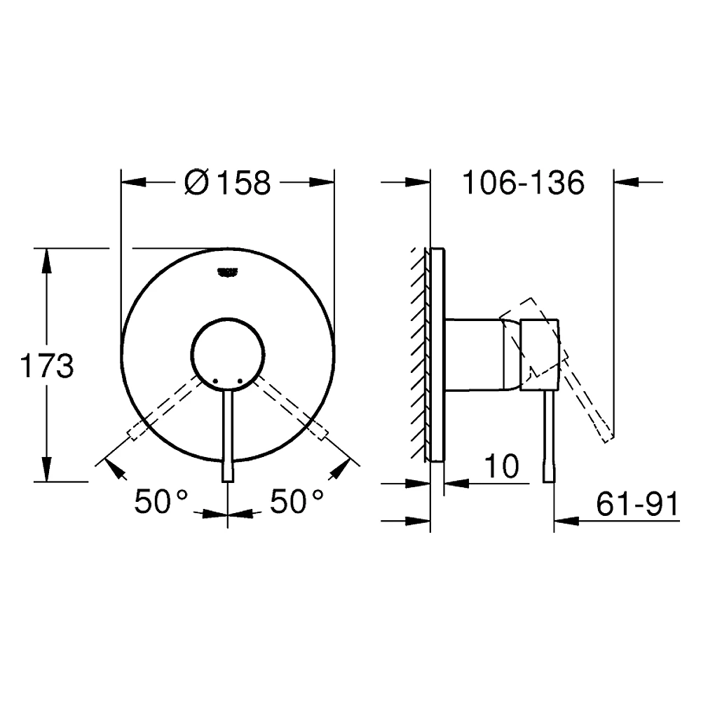 Grohe Essence Krom Ankastre Duş Bataryası 24057001 2