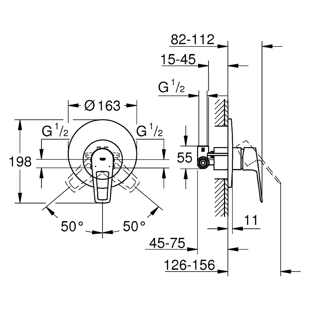 Grohe BauLoop Krom Ankastre Duş Bataryası 29080001 2