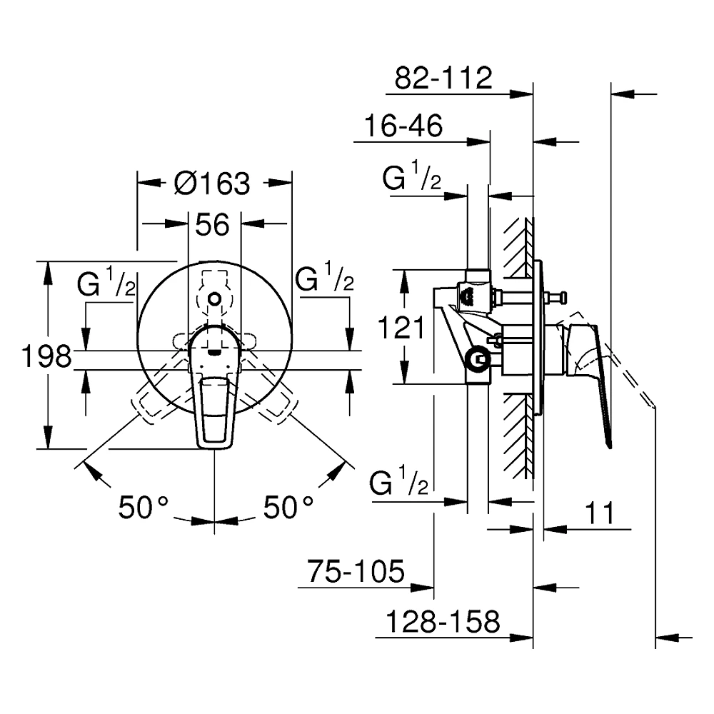 Grohe BauLoop Krom Ankastre Banyo Bataryası 29081001 2