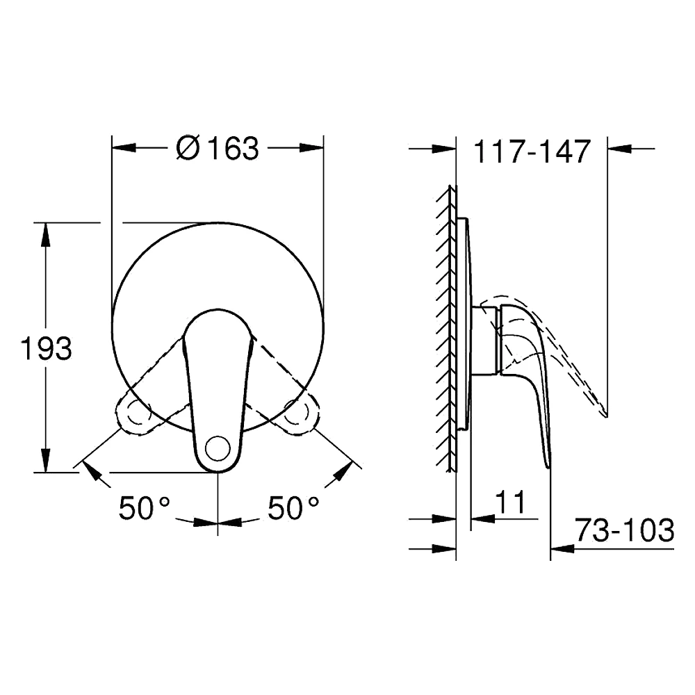 Grohe EuroEco Krom Ankastre Duş Bataryası 2