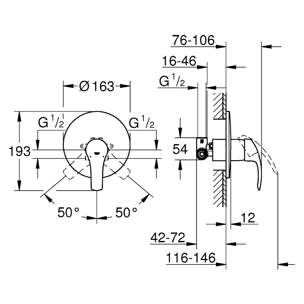 Grohe Eurosmart Krom Ankastre Duş Bataryası 33556002 2