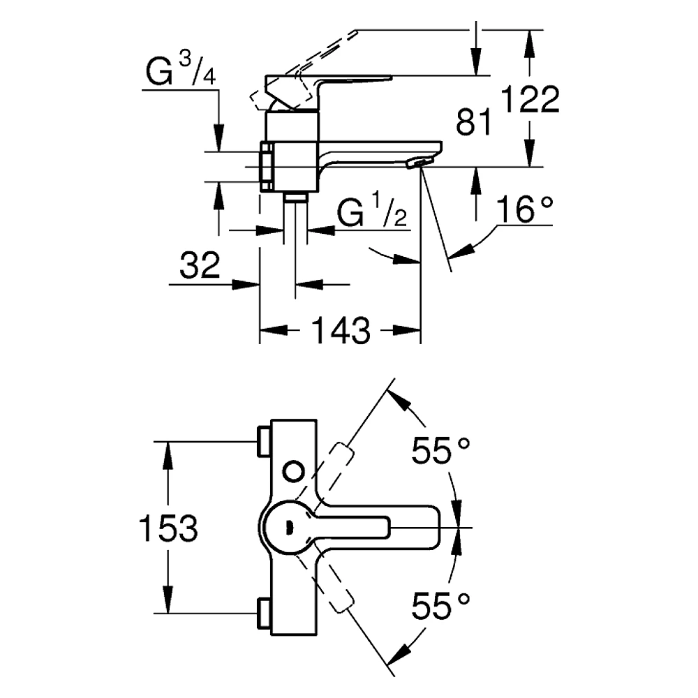 Grohe Lineare Krom Sıva Üstü Banyo Bataryası 2