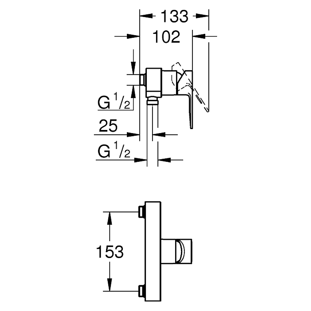 Grohe Lineare Krom Sıva Üstü Duş Bataryası 2