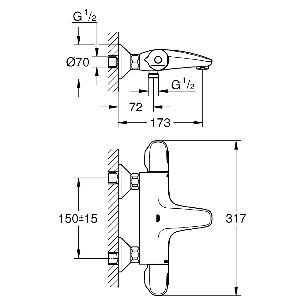 Grohe Grohtherm Krom Termostatik Banyo Bataryası 2