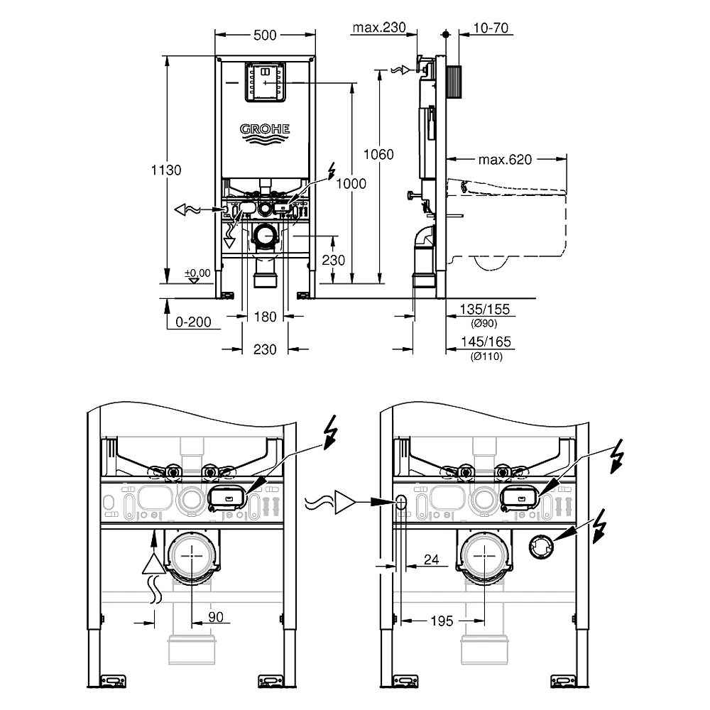 Grohe Rapid SLX Prizli Taharetli Gömme Rezervuar 39600000 2
