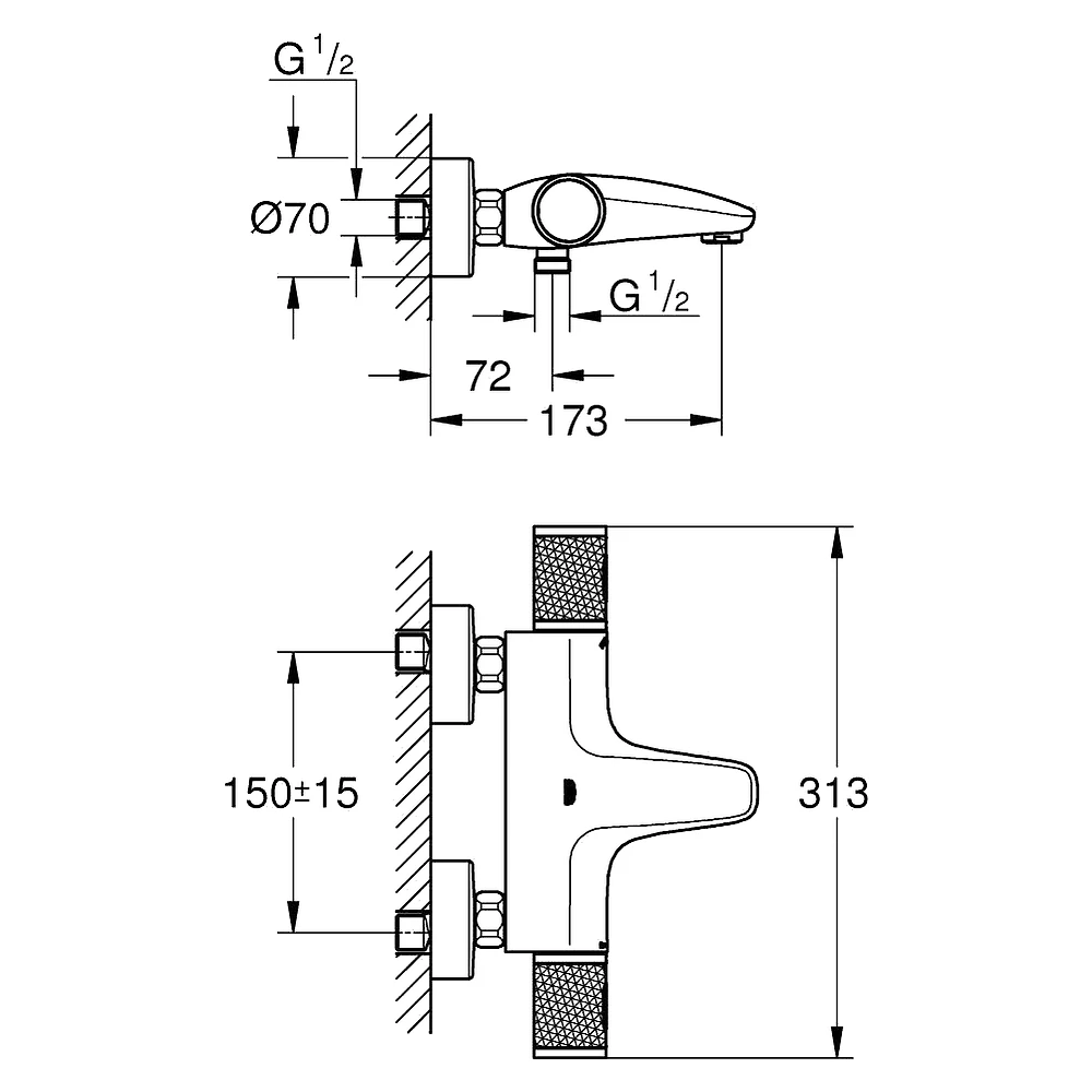 Grohe Precision Feel Siyah Termostatik Banyo Bataryası 2