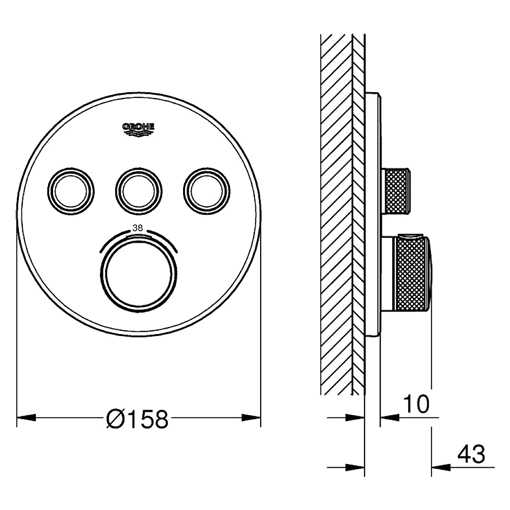 Grohe SmartControl Grafit Üç Valfli Ankastre Termostat 2