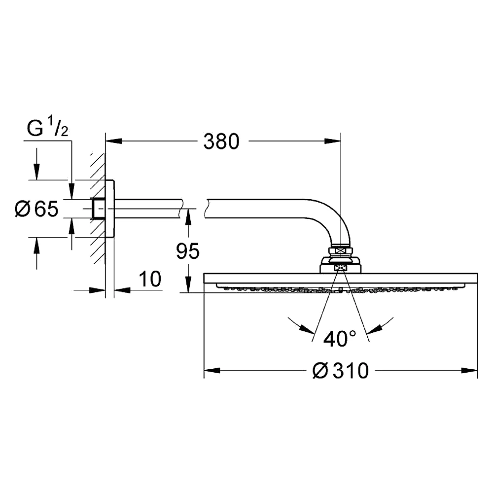 Grohe Cosmopolitan Siyah 31 Cm Duvar Tepe Duşu Seti 2