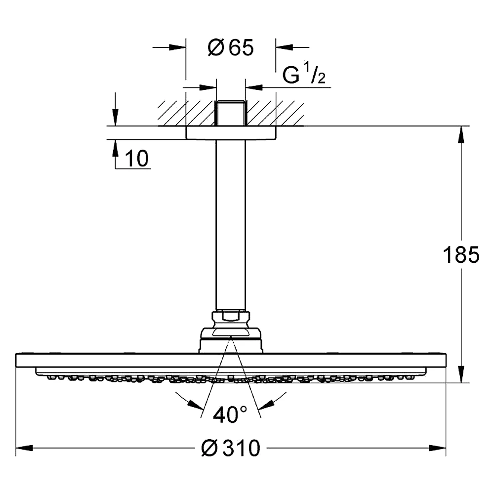 Grohe Cosmopolitan Siyah 31 Cm Tavan Tepe Duşu Seti 2