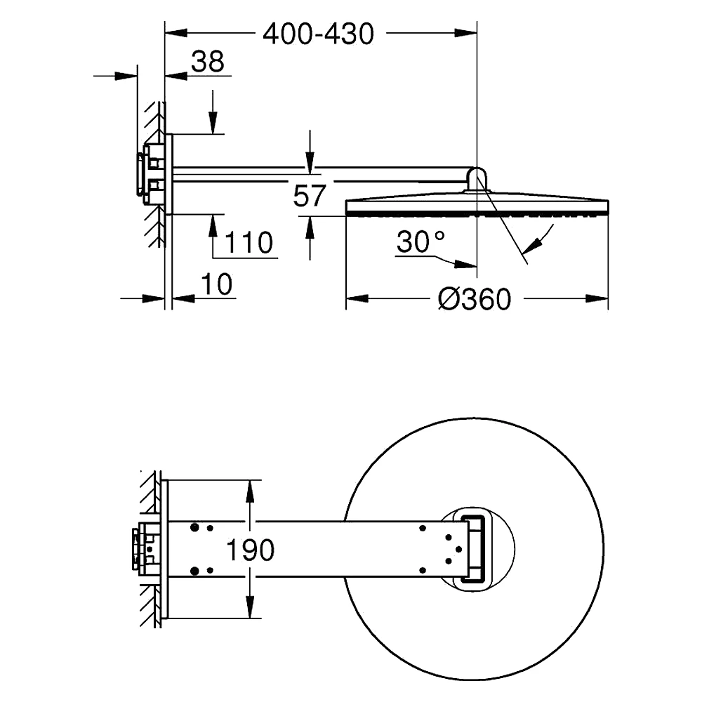 Grohe Rainshower Aqua Bronz 36 Cm 2 Akışlı Tepe Duşu Seti 2