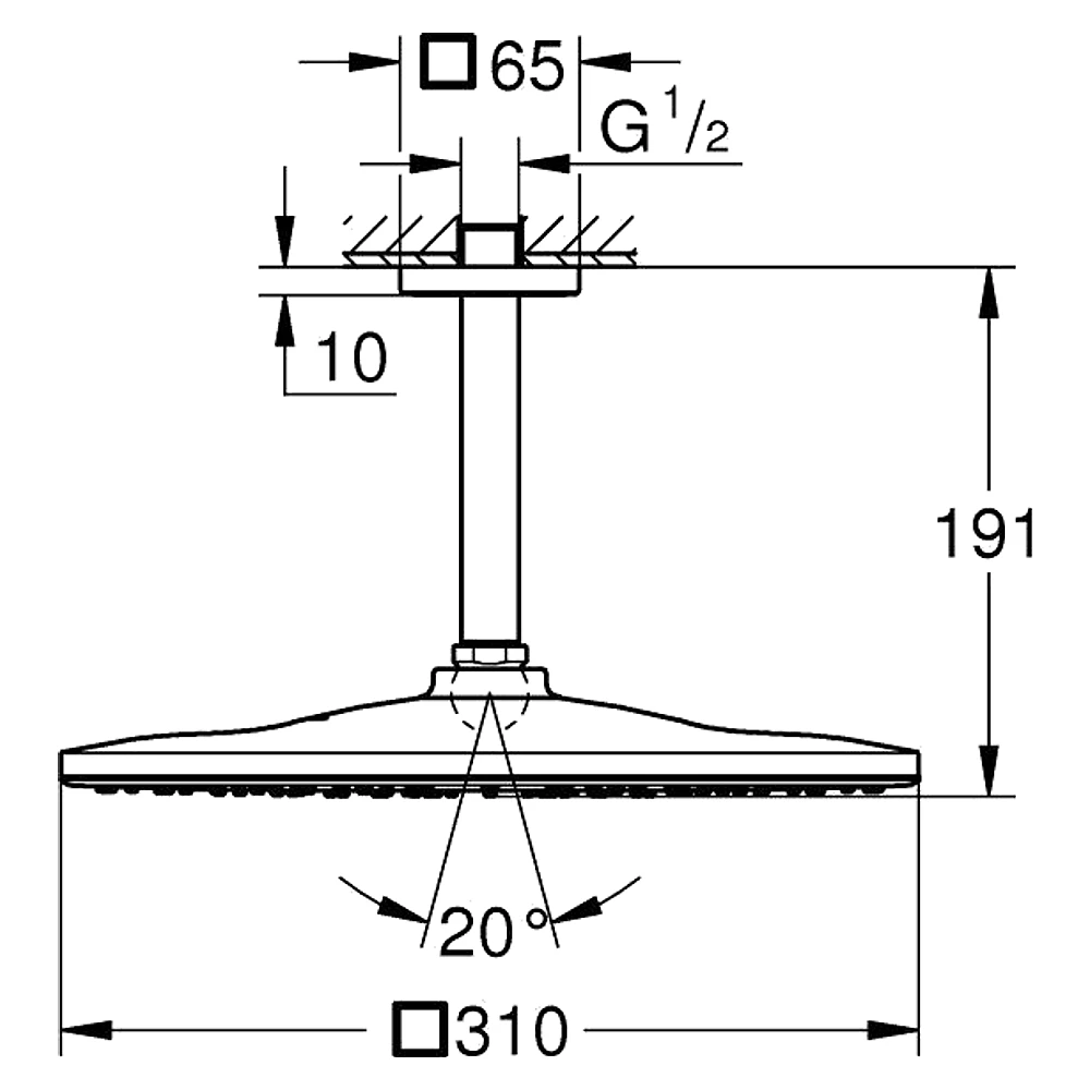 Grohe Mono Cube Phantom Siyah 31 Cm Tavan Tepe Duşu Seti 2