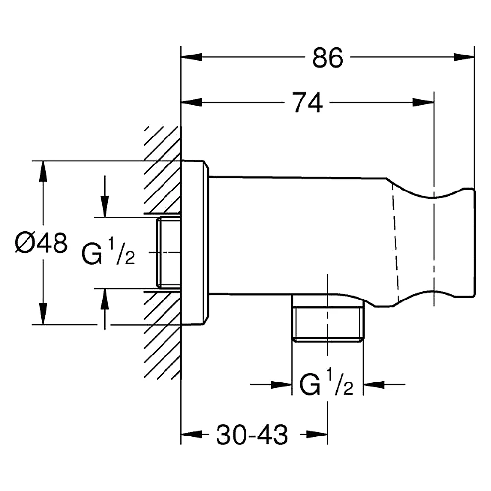 Grohe Rainshower Phantom Siyah Askılı Çıkış Dirseği 26658KF0 2