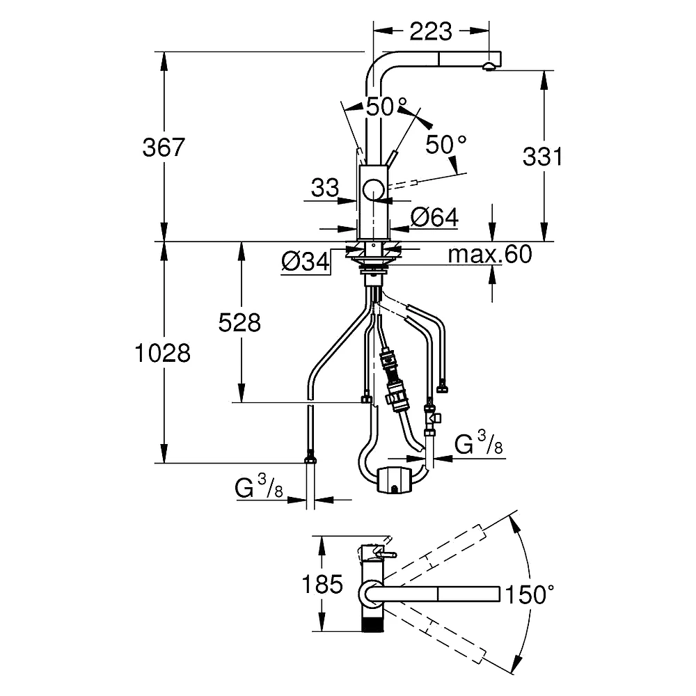 Grohe Blue Pure Minta Krom Çekilebilir Filtreli Batarya 2