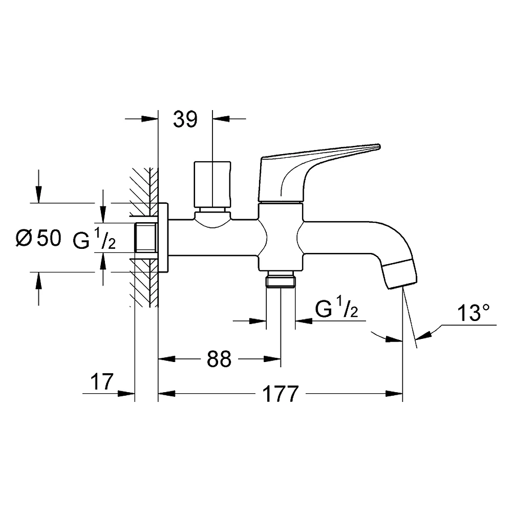 Grohe BauFlow Krom Duvardan Lavabo Musluğu 2