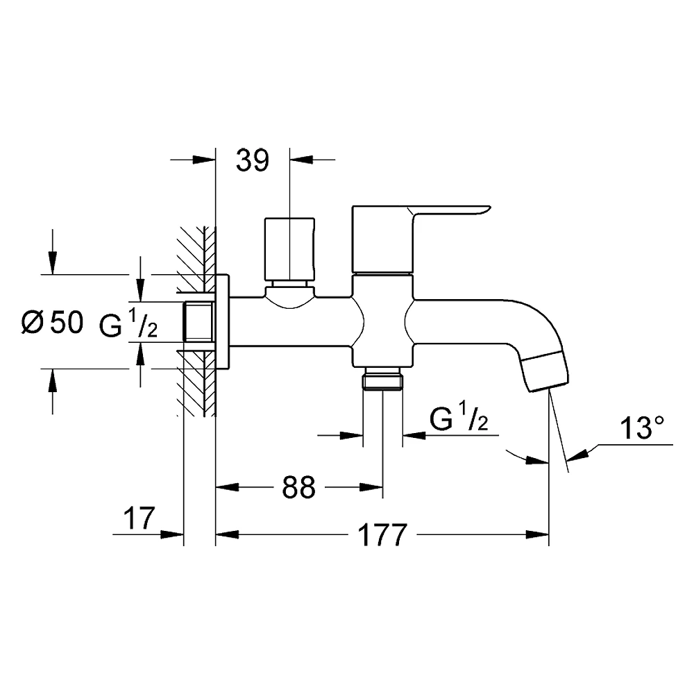 Grohe BauEdge Krom Duvardan Lavabo Musluğu 20284000 2