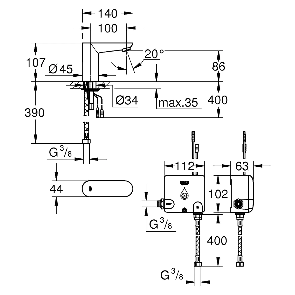 Grohe Eurosmart CE Krom Güç Kutusu 2