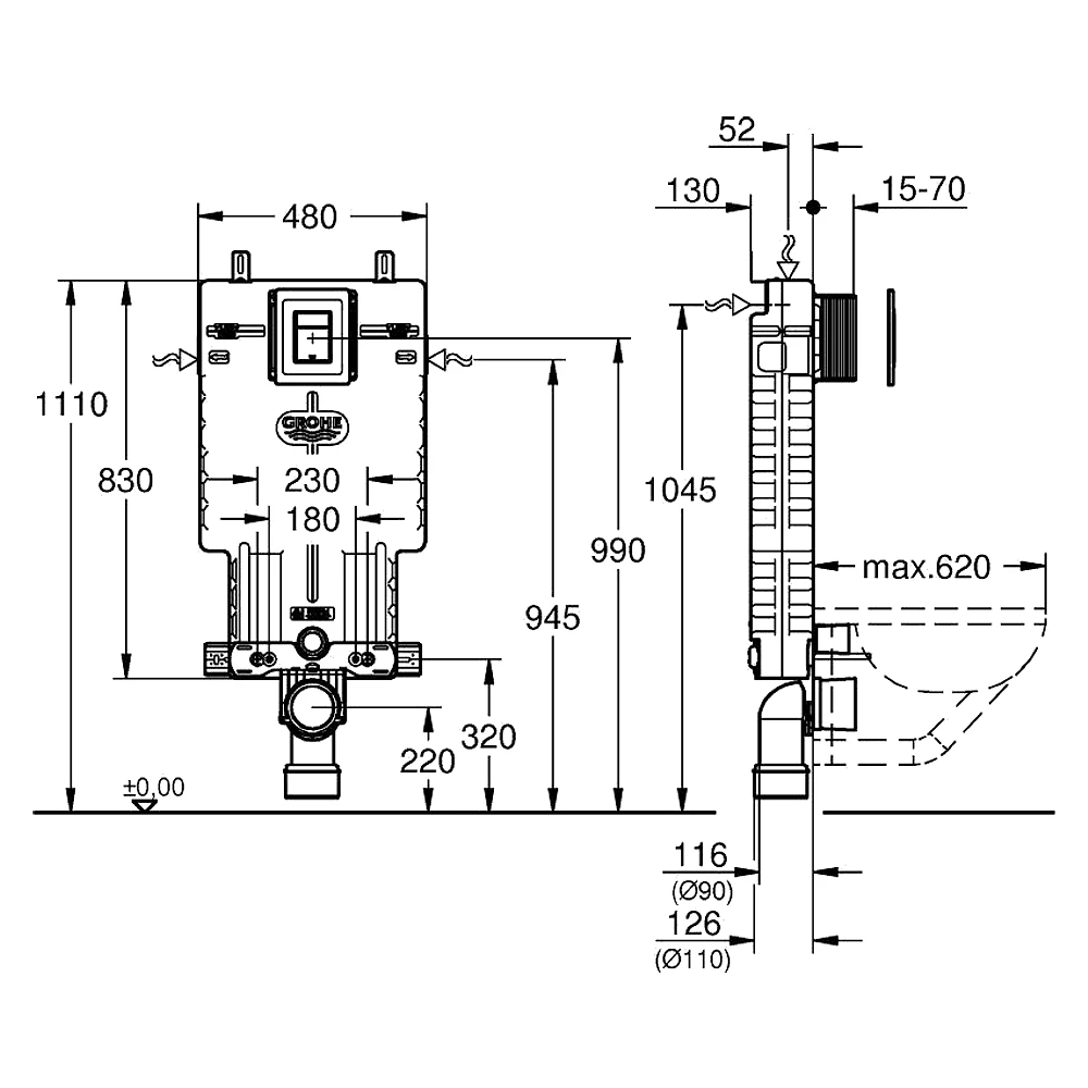 Grohe Uniset 2'si 1 Arada Gömme Rezervuar Seti 38825000 2