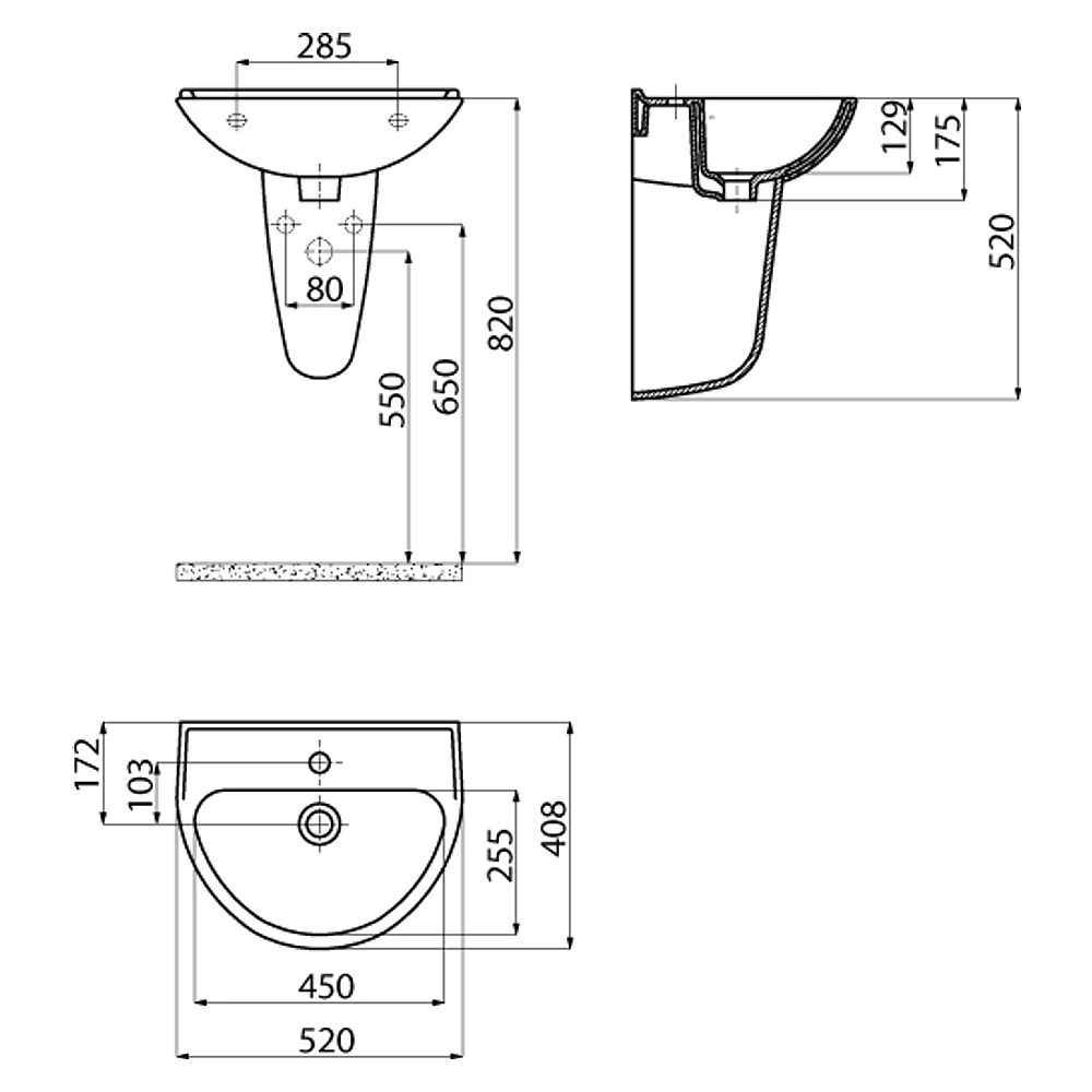 Creavit Oval 52x41 Cm Lavabo 2