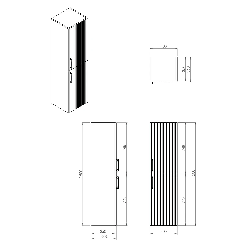 Creavit E10 40 Cm Mat Beyaz Sağ Boy Dolabı 2