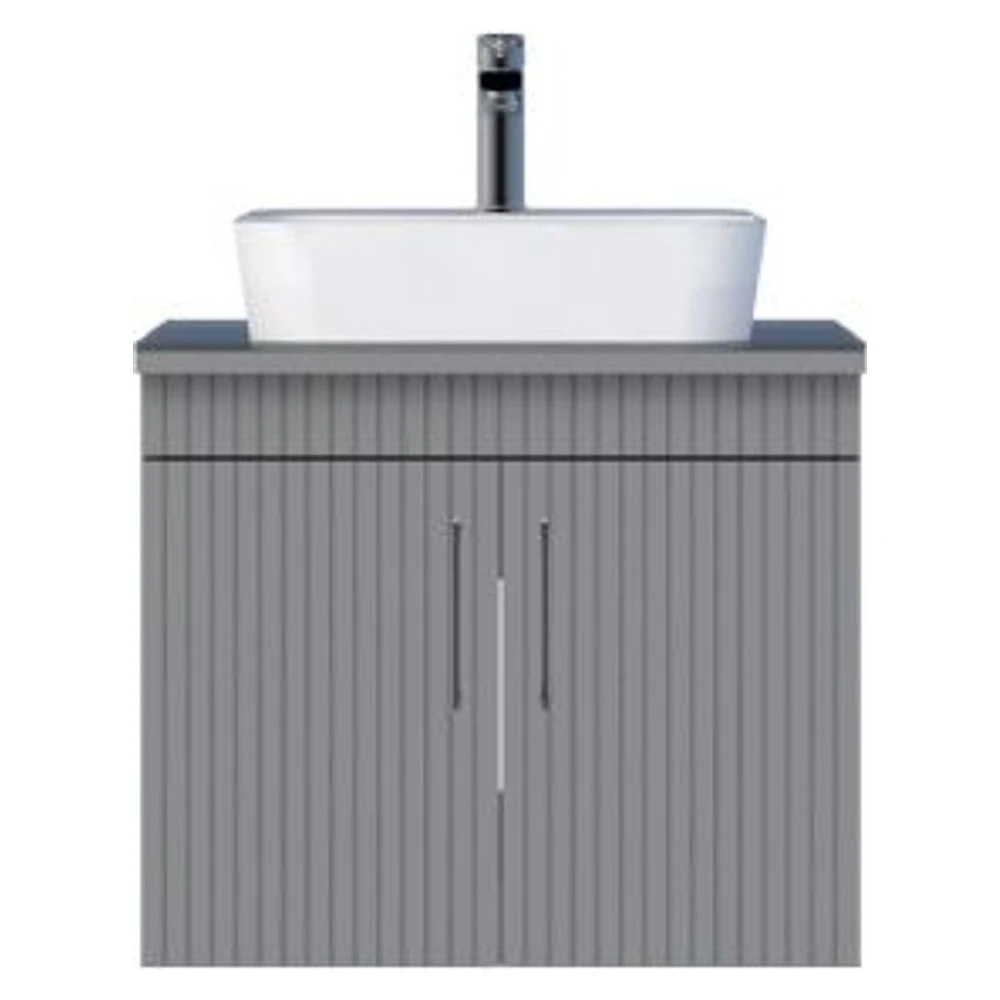 Creavit E10 65 Cm Gri Kapaklı Cam Tezgah Lavabo Dolabı