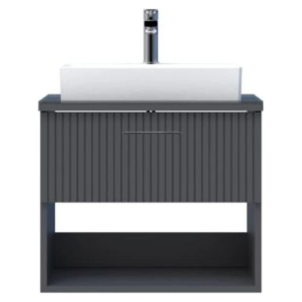 Creavit E10 65 Cm Antrasit Çekmeceli Cam Tezgah Dolabı