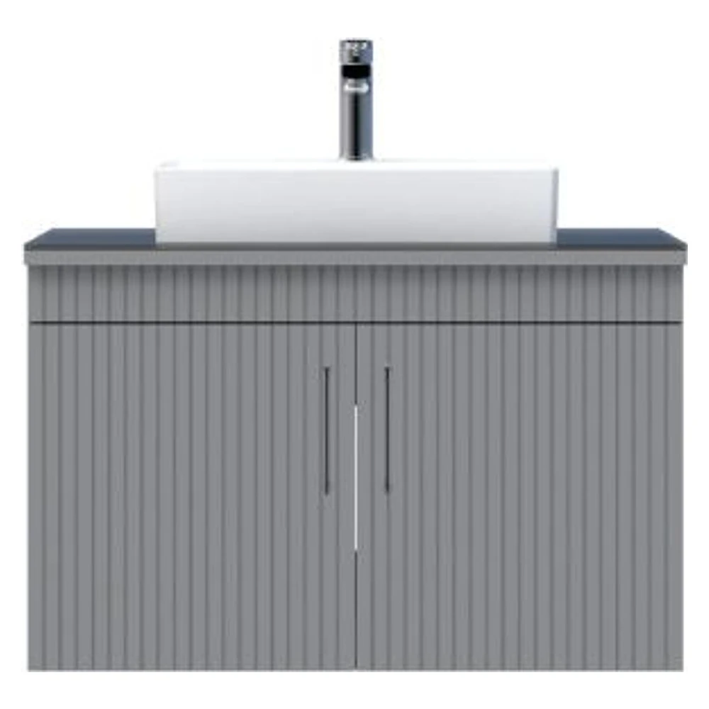 Creavit E10 85 Cm Gri Kapaklı Cam Tezgah Lavabo Dolabı