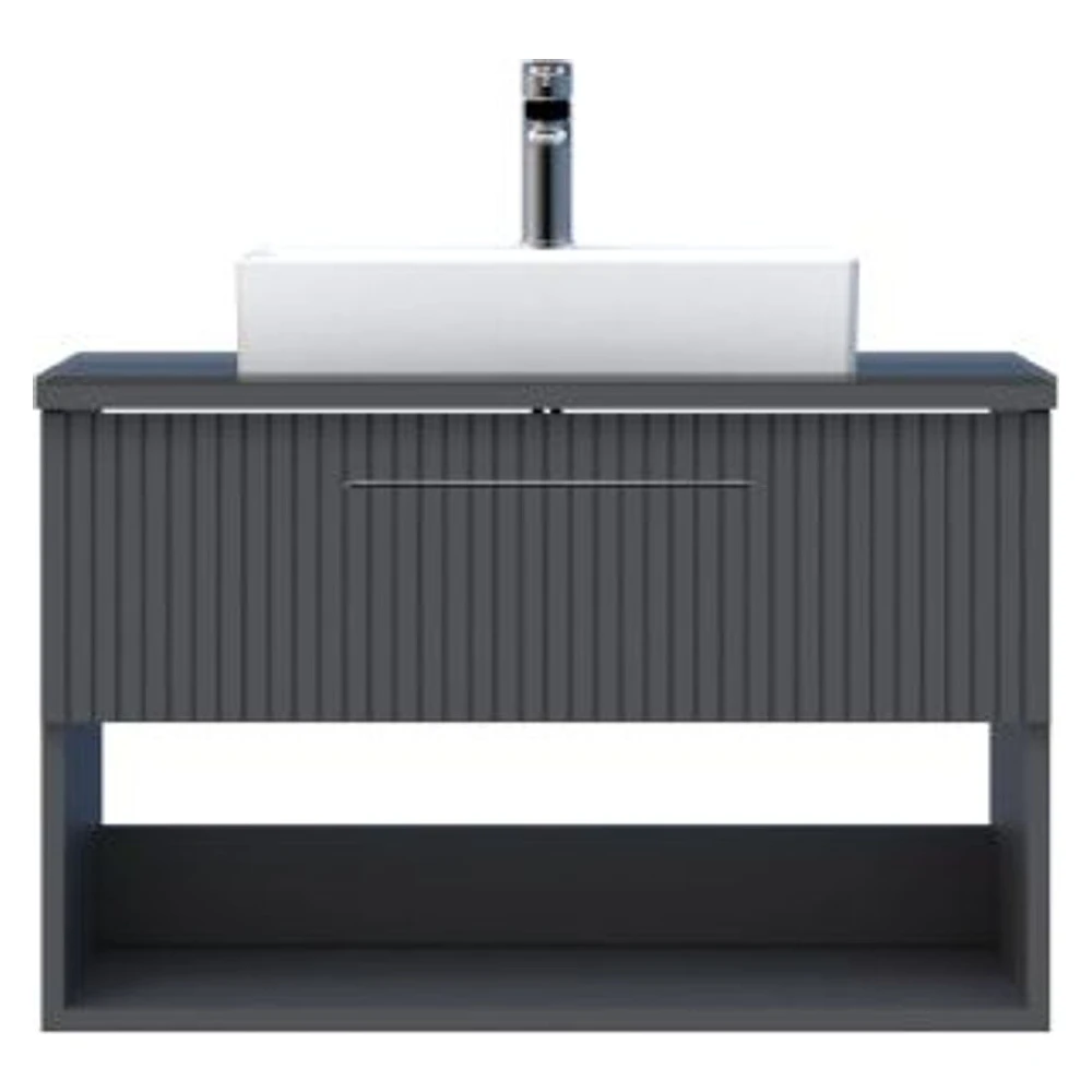 Creavit E10 85 Cm Antrasit Çekmeceli Cam Tezgah Dolabı