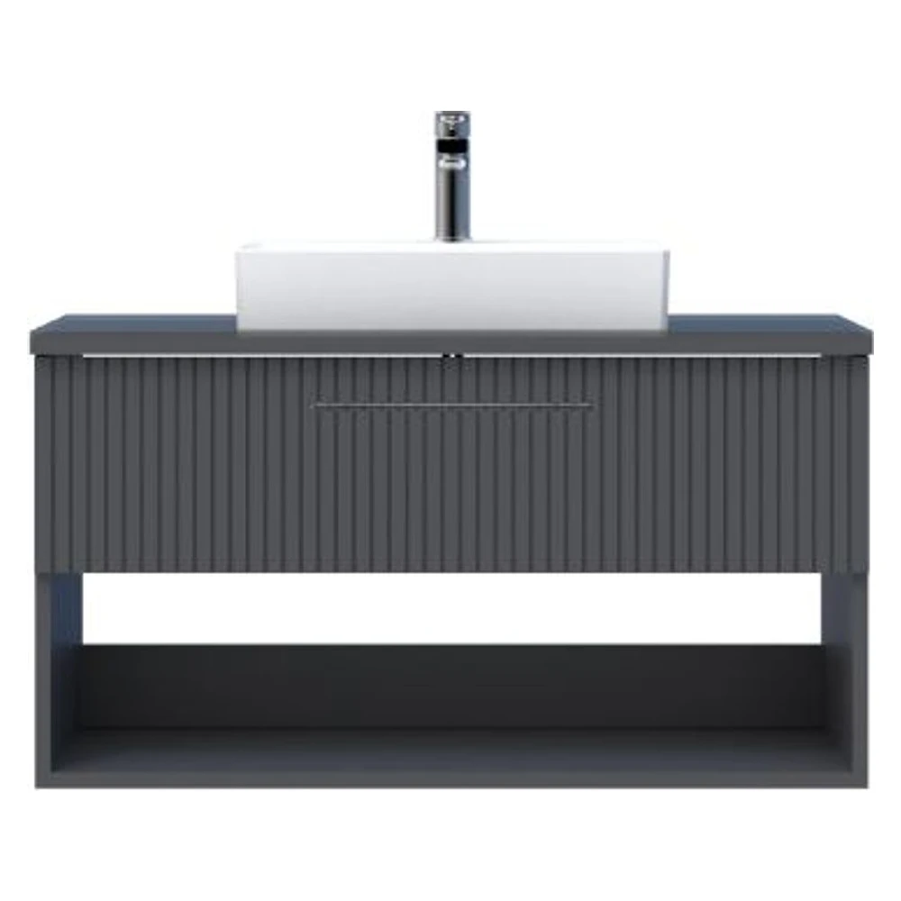 Creavit E10 100 Cm Antrasit Çekmeceli Cam Tezgah Dolabı