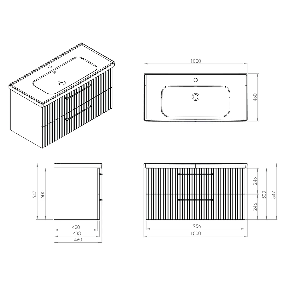Creavit E10 100 Cm Dafne 2 Çekmeceli Lavabo Dolabı 2
