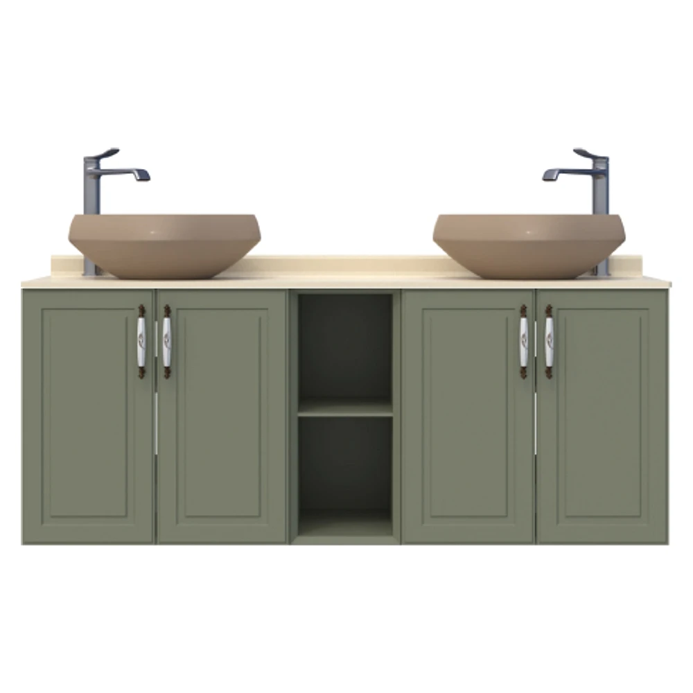 Creavit Perra 60+25+60 Cm Zeytuni Kapaklı Lavabo Dolabı