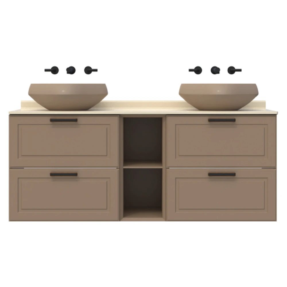 Creavit Perra 60+25+60 Cm Latte 2 Çekmeceli Lavabo Dolabı