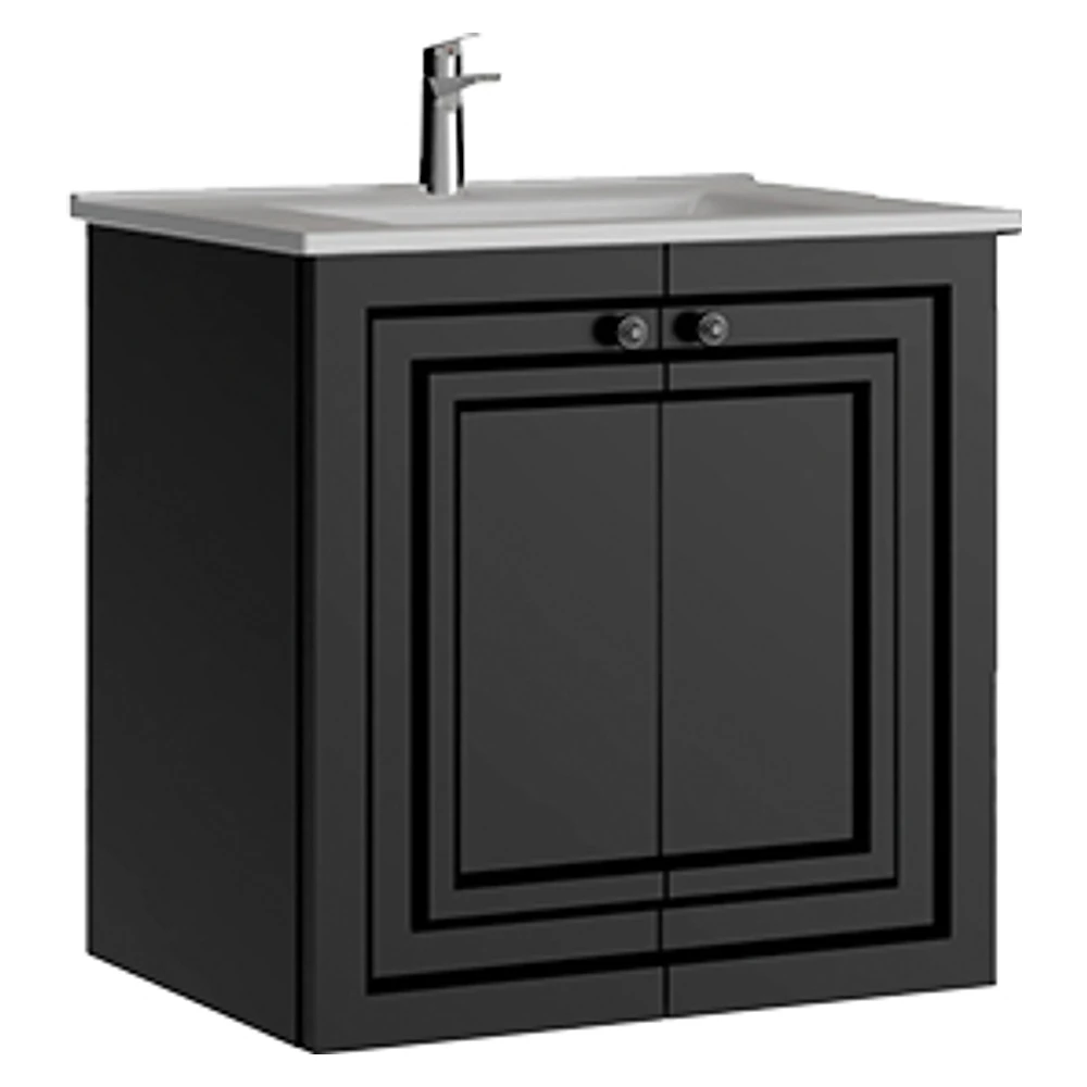 Creavit Kayra 60 Cm Mat Antrasit Kapaklı Lavabo Dolabı