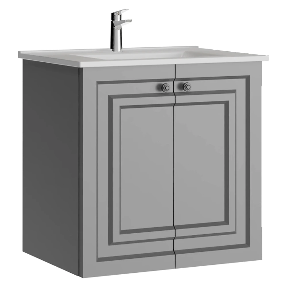 Creavit Kayra 60 Cm Mat Gri Kapaklı Lavabo Dolabı