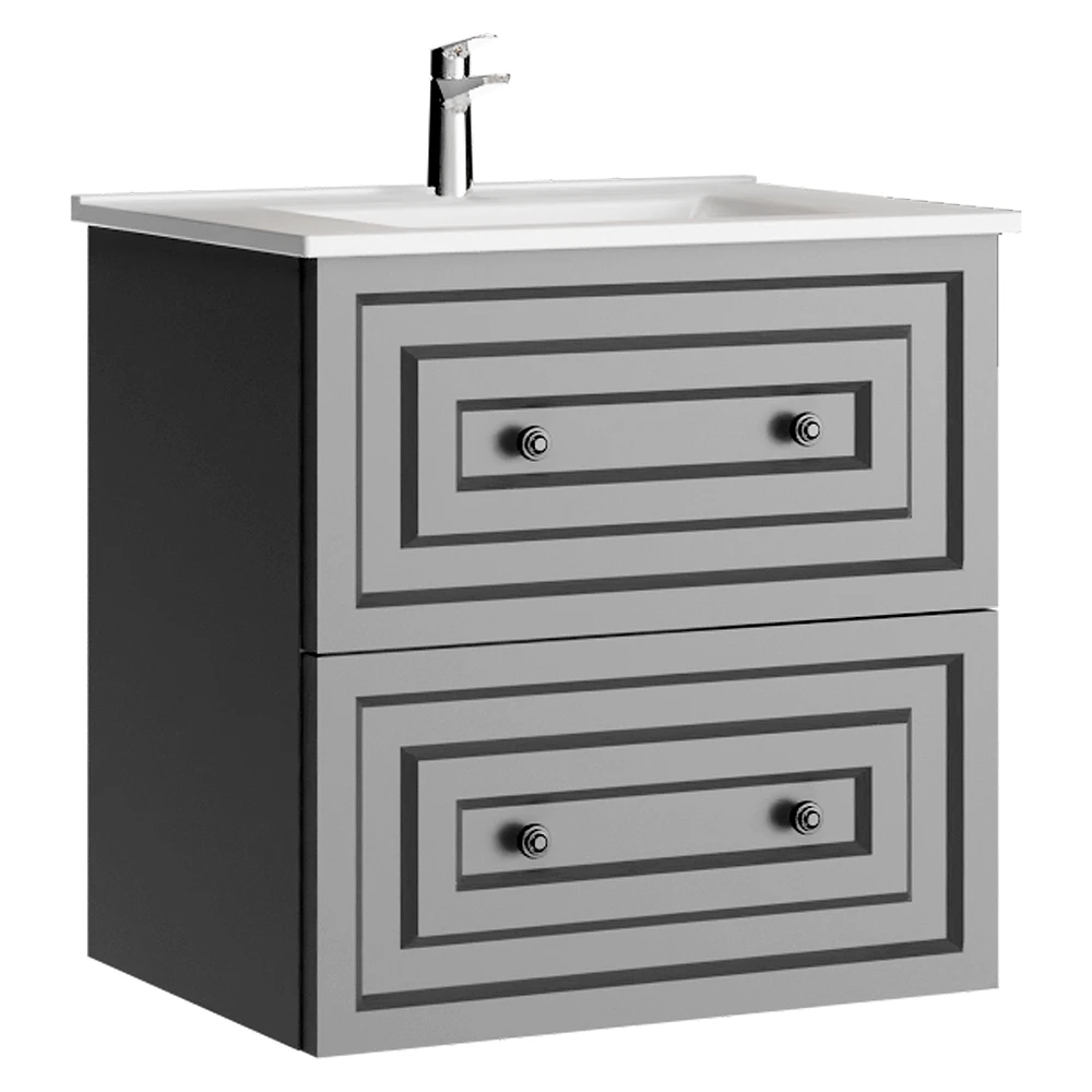 Creavit Kayra 60 Cm Mat Gri Çekmeceli Lavabo Dolabı