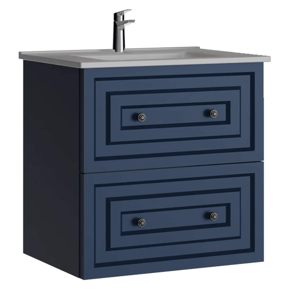 Creavit Kayra 60 Cm Mat Safir Mavi Çekmeceli Lavabo Dolabı
