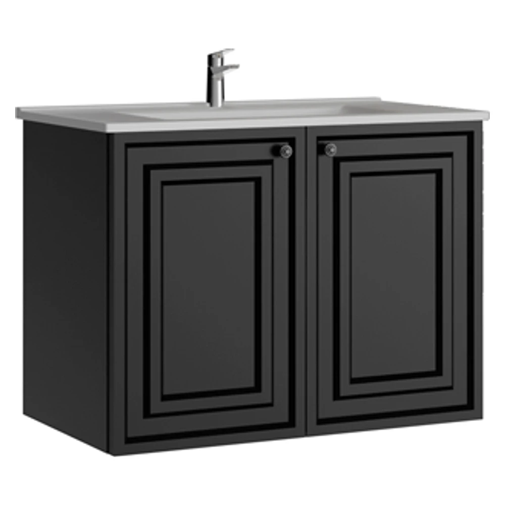 Creavit Kayra 80 Cm Mat Antrasit Kapaklı Lavabo Dolabı