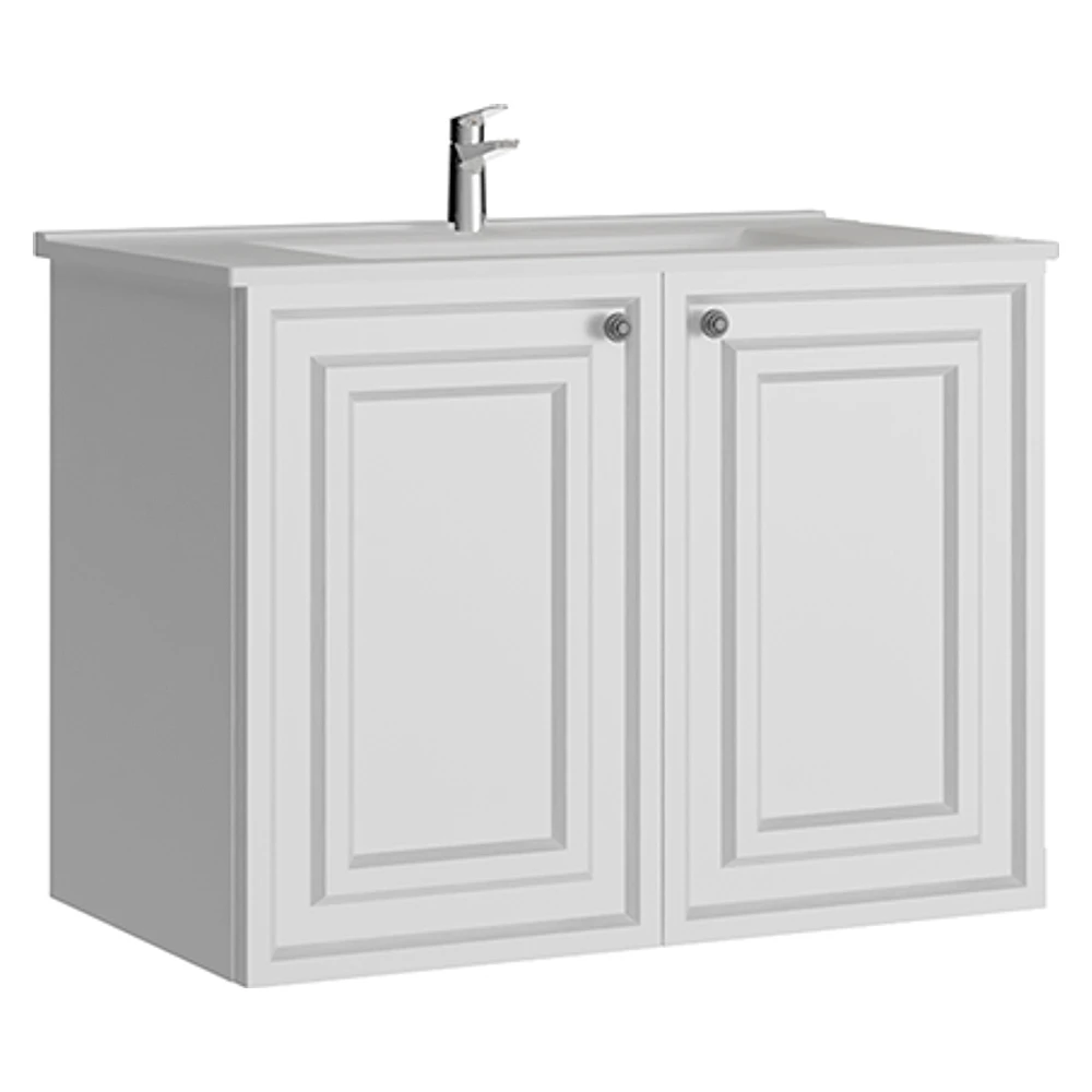 Creavit Kayra 80 Cm Mat Beyaz Kapaklı Lavabo Dolabı